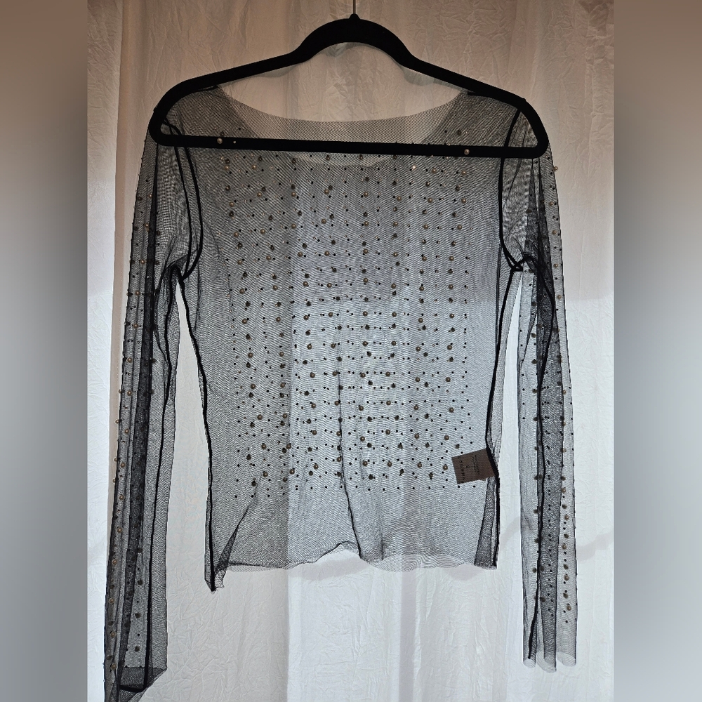 Sheer Black Embellished Top